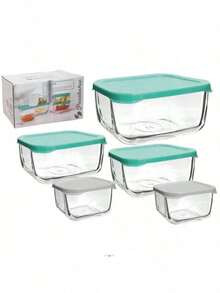 BLOOM STORE-Set de 3 Recipientes y 5 Recipientes de Vidrio con Tapa. Herméticos y Resistentes para Alimentos | Apto para Frigorífico, Microondas y Cocina | Ideal para Conservación y Almacenaje - SET 5 FIAMBRERAS - Ver 5