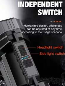 2pcs/1pc Solar & Type-C Rechargeable Handheld Flashlight, Ultra Bright Dual Light Source Searchlight With Side COB Light, 6 Lighting Modes, Waterproof, Suitable For Camping, Hiking And Emergency - black - View 6