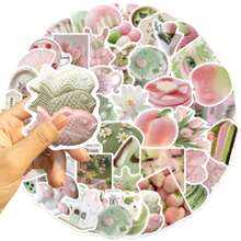 50张水彩贴纸，日记贴纸，可爱粉彩贴纸，花朵贴纸，防水乙烯基贴纸，适用于水瓶、电脑、笔记本电脑、手机、行李箱、笔记本、冰箱等。 - T - 查看 8