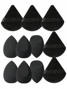 11件套化妆工具套装，包括：6个化妆海绵+5个三角粉扑 - 黑色 - 查看 12