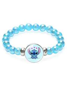 莉萝与史迪奇天使粉色裂纹水晶珠手链 - 可爱卡通人物弹力手链，适合女孩、儿童、青少年，是友谊手链、儿童生日派对礼物、日常上学装扮、节日礼物和派对配饰的理想之选。 - 彩色 - 查看 14