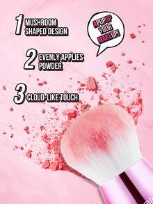 MISSLYN 1PC Portable Powder Brush, High-Density Fluffy Bristles, Smooth Even Application, Lightweight Multi-Use Makeup Brush, Soft Finish, Daily Makeup, Travel & Gift - Pink - View 3