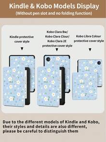 Kingsung Floral Pattern Tablet Protective Case, Compatible With 9.7/10.2/10.5/10.9/12.9/Pro 11, 10th Gen, Galaxy Tab S6 Lite 10.4", Kindle Paperwhite 12th Gen 2024, Kindle (11th Gen) 2022, Kobo Clara Colour, Soft Shock-Proof, Smart Stand/Auto Wake/Sleep - Multicolor - View 11