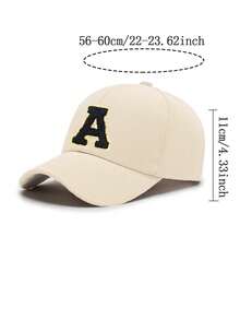 1pc Unisex A-Z Letter Pattern Baseball Cap, Casual Versatile Breathable Sun Protection Hat, Suitable For Daily Wear, Fashion Versatile, Can Be Used As Vacation Sun Hat/Christmas Gift - Beige - View 11