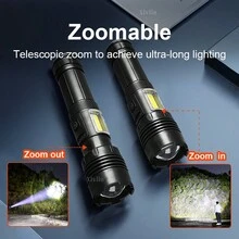 Linterna LED ultrabrillante 2026 con 7 modos y luz lateral COB, suspendida para su uso, linterna táctica de alta potencia con 3500m, impermeable para exteriores, adecuada para camping, pesca, iluminación de emergencia, caza y patrulla - Estrella - Ver 4