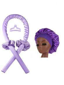 5pcs No-Heat Curling Iron Set, Includes: No-Heat Curling Wand, Satin Sleep Cap, No-Heat Hair Band, Hair Scrunchies, Soft Sleep Cap, Flexible Styling Tool, Suitable For Women With Long Hair To Create Wavy Hairstyles - Multicolor - View 11