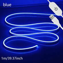 1/2/3/4/5/8/10m Flexible RGB LED Neon Light Strip With Remote Control Dimming 5V-USB Powered, Suitable For Halloween And Party Decoration, Kitchen Atmosphere, TV Background Lighting, Live Streaming Makeup Mirror Bathroom Mirror Fill Light Strip - 白色 - 查看 28