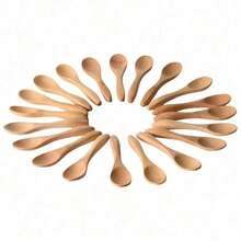 10/20Pcs Mini Bamboo Spoon Wooden Spoon 3.54 * 0.79 Inch Dessert Spoon Small Spoon Coffee Spoon Ice Cream Spoon Seasoning Spoon Round Handle Spoon - Multicolor - View 3