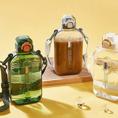 4pcs Plastic Water Bottles, Large Capacity Portable Sports Outdoor Water Jugs, 750ml Square Water Bottles