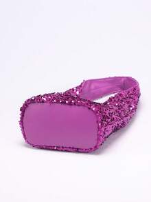 1个紫色时尚亮片单肩包，小众奢华水桶包，机车风性感女士款，通勤百搭高端OL手提包 - 紫色 - 查看 7