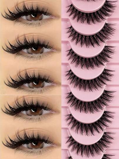 10 Pairs Half Lashes Cat Eye False Eyelashes Manga Eyelashes Short Soft 3D Faux Mink Eyelashes Natural Makeup Gift For Women & Girl False Eyelashes Natural,Ultra-Light Long-Lasting