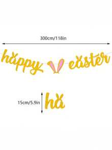 Happy Easter Themed Party Decorations Pull Flag Rabbit Ears Banner - Multicolor - View 2