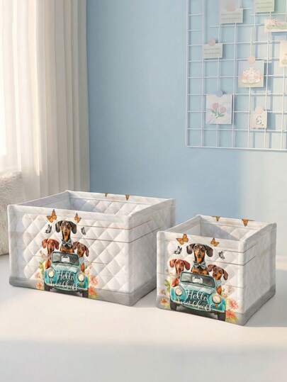 Printed Desktop Storage Basket, Desktop Organizer Basket, Makeup Brush & Skincare Storage Basket, Desktop Decor, Cosmetic Storage Box, Portable Picnic Basket, Gift