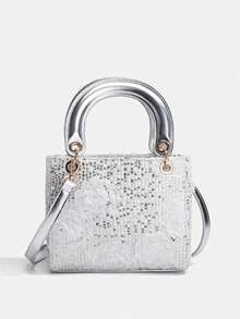 1pc Girls' New Fashion Lace Flower Sequin Elegant Handbag, High-End Shoulder Bag With Adjustable Strap, Available In Multiple Sizes For Mother-Daughter Matching, Suitable For Daily Use, Party, Travel, Ideal Gift - A - View 16