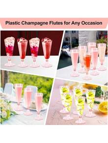 5.5oz Reusable Plastic Champagne Flutes, Elegant And Fashionable, Suitable For Weddings, Parties, Birthday Gatherings (Champagne Glasses, Wine Glasses, Plastic Cups, Cocktail Glasses, Birthday Cups) - Multicolor - View 9