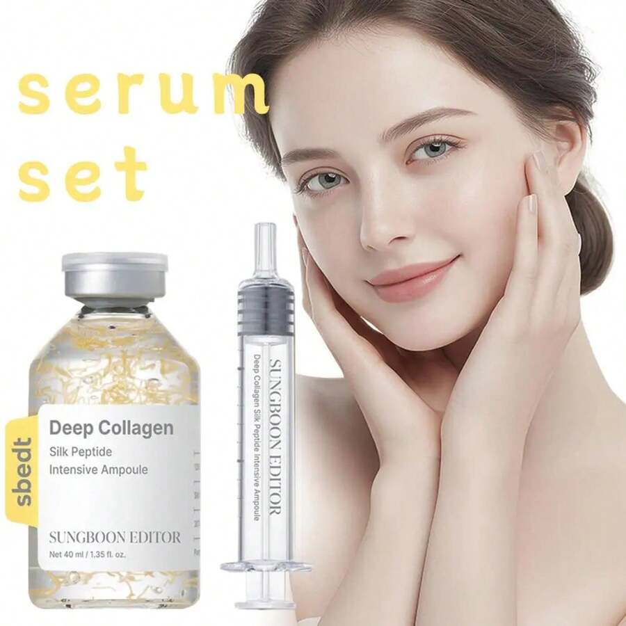Silk Peptide Deep Collagen Ampoule Serum, Peptide & Collagen Complex For Instant Firming And Hydration, Lightweight Korean Skincare Serum For Smoother, Glowing Skin, With Eye Massage Wand - Hyaluronic Acid - 查看 1