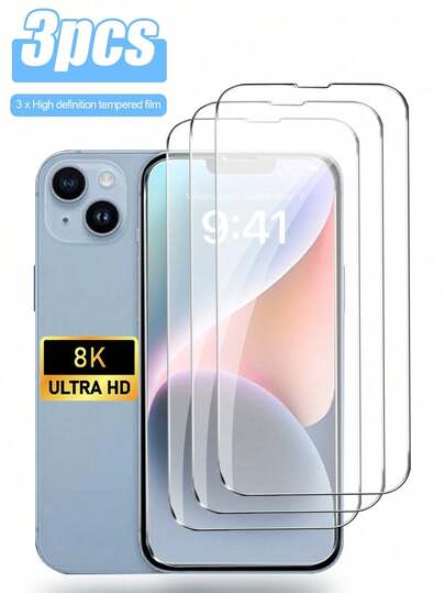 3pcs Ultra-Clear Screen Protector Compatible With Apple 14, Anti-Scratch, Anti-Shock, Waterproof, Suitable For IPhone 11/12/13/14/15/16/17 Series