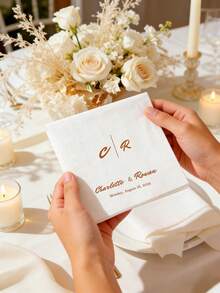 10-200 Customized Wedding Cocktail Napkins, Made Of High-Quality Paper, 3-Ply White Disposable Napkins, Suitable For Weddings, Bars, Bridal Showers, Engagement Parties, Ideal Party Decorations, Personalized Gift, Anniversary - Multicolor - View 6