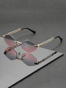 1 Pair Rhombus Frameless Glasses - New Fashion Glasses - Retro Glasses - Chic Glasses, Unisex - Multicolor - View 11