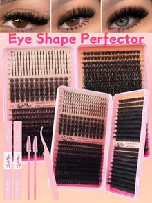 680PCS/1360PCS Extra Dense And Fluffy Wispy False Eyelashes, T50/80D/100D/120D Lash Cluters, Mixture Of Spikes, Faux Mink Lashes, 0.07mm D-DD Curl, 0.31-0.63inch Mixed Length, Thick Lash Clusters, Natural & Soft, Suitable For Any Style, Reusable Makeup Accessories Lash Clusters, Eyelash Clusters, Individual Eyelashes, Fake Lashes, With Lash Glue, Tweezers & Brush, Perfect For Valentine's Day, Mardi Gras, Festive Glam Beauty - Black - View 4
