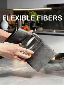 10pcs Thick Reusable Magic Cleaning Cloths - Ultra Fine Fiber Lint-Free Kitchen Tools, Suitable For Windows, Glass And Kitchen Surfaces - Grey - View 2