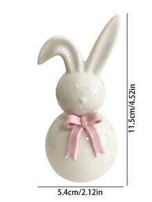 1 pieza Decoración de hogar de conejo de cerámica, adorno de conejo de Pascua, accesorio para el hogar, adecuado para mesa, entrada, estantería, decoración de mesa de té, regalo de Pascua - Adornos - Ver 2