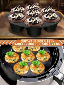 1pc 7-Cup Silicone Air Fryer Baking Mold | Reusable Non-Stick Baking Tray | 7-Hole Pancake Cup Mold - Suitable For Air Fryer, Can Make Egg Tarts, Mini Cakes And Chocolates, Easy To Clean - Multicolor - View 8