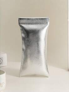 Customized Embossed Logo PU Bullet Bag, Makeup Bag With Automatic Open/Close, Lightweight Compact Silver Pouch, Portable Coin Purse, Cable Organizer, Minimalist Luxury Waterproof Cosmetic Bag - Multicolor - View 13