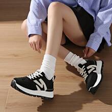 Women's New Casual Sneakers, Lightweight Tennis Shoes, Versatile Comfortable Trainers, Cute & Fashionable Chunky Sneakers - Black - View 5