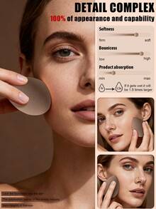 10 pièces Set d'outils de maquillage : 4 éponges de mélange non absorbantes + 6 houppettes triangulaires douces - Utilisation double à sec et humide pour la base et la fixation du maquillage - Multicolore - Voir 8