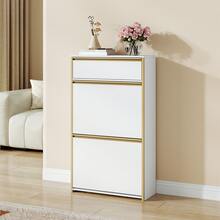 HaluPeit Narrow Shoe Cabinet With 2 Hinged Doors, Shoe Rack, Shoe Rack With Drawer, Narrow Shoe Chest With 4 Shelves, Adjustable, For Hallways, Entrances, Cloakrooms, 24 X 60 X 104.5 Cm, White - trắng - Xem 2