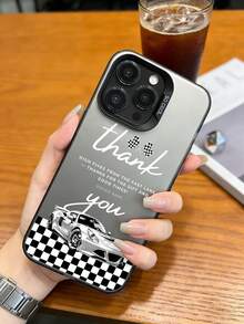 渐变灰色赛车棋盘格纹手机壳，复古美式防震保护套，兼容 13/16/17/15/14/13/12/11/Pro/ProMax/X/XR/XS/XSMAX/7/8/PLUS 以及 Galaxy 系列手机，包括 Galaxy S25、S25 Ultra、S24 Ultra、S24、S23+、S23 Ultra、S23 FE、S23、S22 Ultra、S21 FE 5G、S20 FE、A55 5G、A35、A34、A33 5G、A32 4G、A15、A14、A06、A05S、A05、A52/A52s 5G - 灰色 - 查看 3