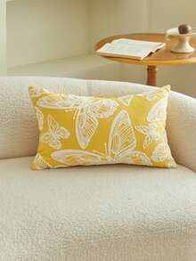 1pc 3D Butterfly Embroidery Decorative Throw Pillow Case, Home Decor Suitable For Living Room, Bedroom, Party And Various Environments, Spring/Summer - Yellow - View 10