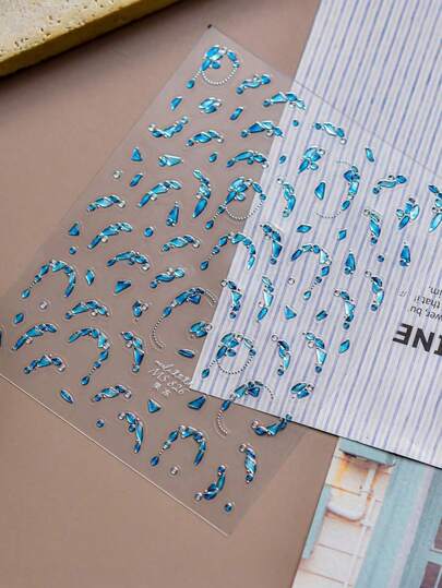 1pc Blue Gemstone Shell Fragments, Broken Shell Droplets, Asymmetric Stones, Fashionable Sea Nails, Nail Art Stickers, Nail Polish Stickers, And Decals Nail Supplies