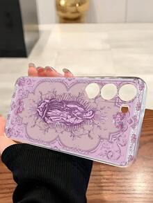 1pc Creative Purple Virgin Flower Soft Phone Case, Compatible With Huawei Honor, Compatible With Redmi, Galaxy A04e/12/A13/A14/A34/A50/A52/A53/A54/S21/S22/S23/S24/S25/S25Ultra, 6A/7A/8A, 12T/13T - Clear - View 5