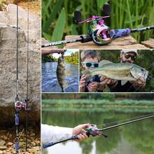 Fishing Rod And Reel Combo, Medium Fishing Pole With Baitcasting Reel Combo, 2-Piece Baitcaster Combo - C-purple-leftHanded - View 9