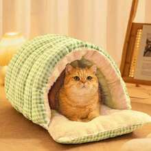 Nido cerrado para mascotas, cama escondite para gatos, casa para gato/perro desmontable 2 en 1, adecuada para mascotas medianas/pequeñas, cama cálida para perros, artículo talla grande vendido para el invierno - Multicolor - Ver 17