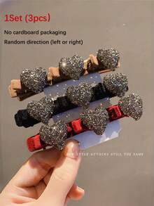 3件套/2件/1件 时尚轻奢水钻侧夹，多层镂空纹理公主头鸭嘴发夹，适用于盘发 - 彩色 - 查看 14