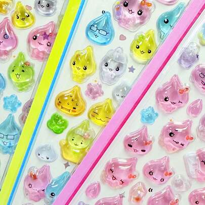 (Một số mẫu có thể có sự khác biệt về màu sắc và sẽ được giao ngẫu nhiên) Hình dán hoạt hình cầu vồng dập nổi, hình dán thú cưng dễ thương, hình dán trang trí, hình dán 3D dập nổi màu pha lê trang trí, hình dán 3D độc đáo, hình dán bong bóng, hình dán động vật dễ thương