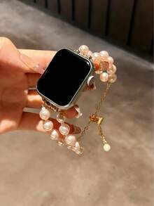 全新奢华极简珍珠表带 兼容 表带 40mm/38mm/41mm 系列 10/9/8/7/SE 系列 6/5/4 手工多层缠绕表带 兼容 表带 3/2/1 替换 - 白色 金鍊 - 查看 14