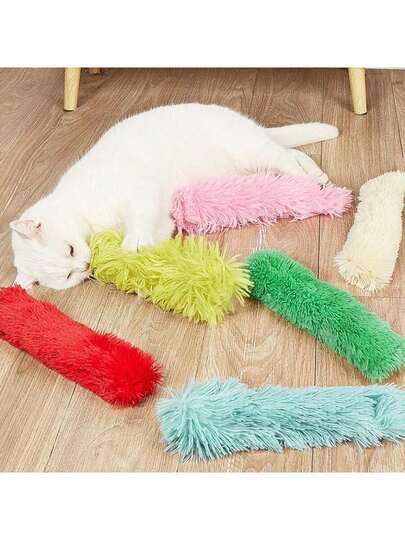 1个猫咪毛绒抱枕，柔软毛绒玩偶，颜色随机，猫咪磨牙玩偶