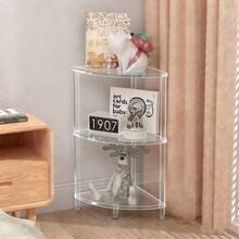 一套亚克力转角置物架，易于组装和拆卸，可作边桌使用，适用于卧室、客厅、厨房 - 透明 - 查看 5