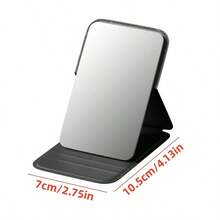 Simple Framed Foldable Makeup Mirror – Perfect For Dorm Rooms, Desks, And Travel – Light Pink/Beige, Polished Glass Edges, Ideal For Vanity Tables. - 黑色 - 查看 3