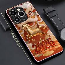 Funda para teléfono: Funda para teléfono León Despertar Caballo Dorado Año 2026 Funda de vidrio templado compatible con iPhone 17/17 Air/17 Pro/17 Pro Max/16/16 Pro/16 Plus/16 Pro Max/16e/15/15 Pro/15 Pro Max/14/14 Pro/14 PLUS/14 Pro Max/13/13 Pro/13 Pro Max/13 - iPhone 17 Pro - Ver 5