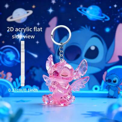 [2D Flat] - Angel Keychain, Angel Wishing Acrylic Round Keychain, Clear Printing, Fashionable High-End Feel, Backpack Or Bag Decoration, Key Chain, Perfect For Holiday, Birthday, Ramadan, Valentine's Day Gifts