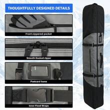 Dunkelgrau - Vollgepolsterter Einzelbrett-Skisack, beinhaltet eine feste Vorrichtung für ein oder zwei Bretter, Größe 163cm, kann Ski, Skistiefel, Helm, Bindungen, Kleidung und die meiste Skiausrüstung aufnehmen - Dunkelgrau - Übersicht 3