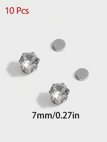 5件套闪亮银色仿锆石磁性耳环，无需耳洞，适合女士派对佩戴，可作为礼物（不含卡片纸） - 銀色 - 查看 14