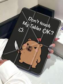The One Holding The Knife, Capybara, Don't Touch My Tablet! Tablet Case Compatible With Air 11-Inch M3 2025 / M2 2024, Air 5th Generation 2022 , (A16) 11 Inch 11th Generation 2025,Compatible With Samsung Galaxy Tab,Kindle Paperwhite 12th Gen 2024, Clear Back ,Fashion Pattern Protective Case,Automatic Sleep And Wake-Up Function, Airbag Protection, Suitable For Gifts And Office Use - Multicolor - View 3