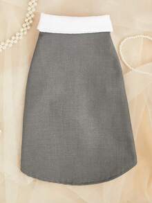 1pc Classic Pet Suit, Dog Tuxedo With Bow Tie, Summer Grey Dog Suit With Button Trim - Grey - View 5