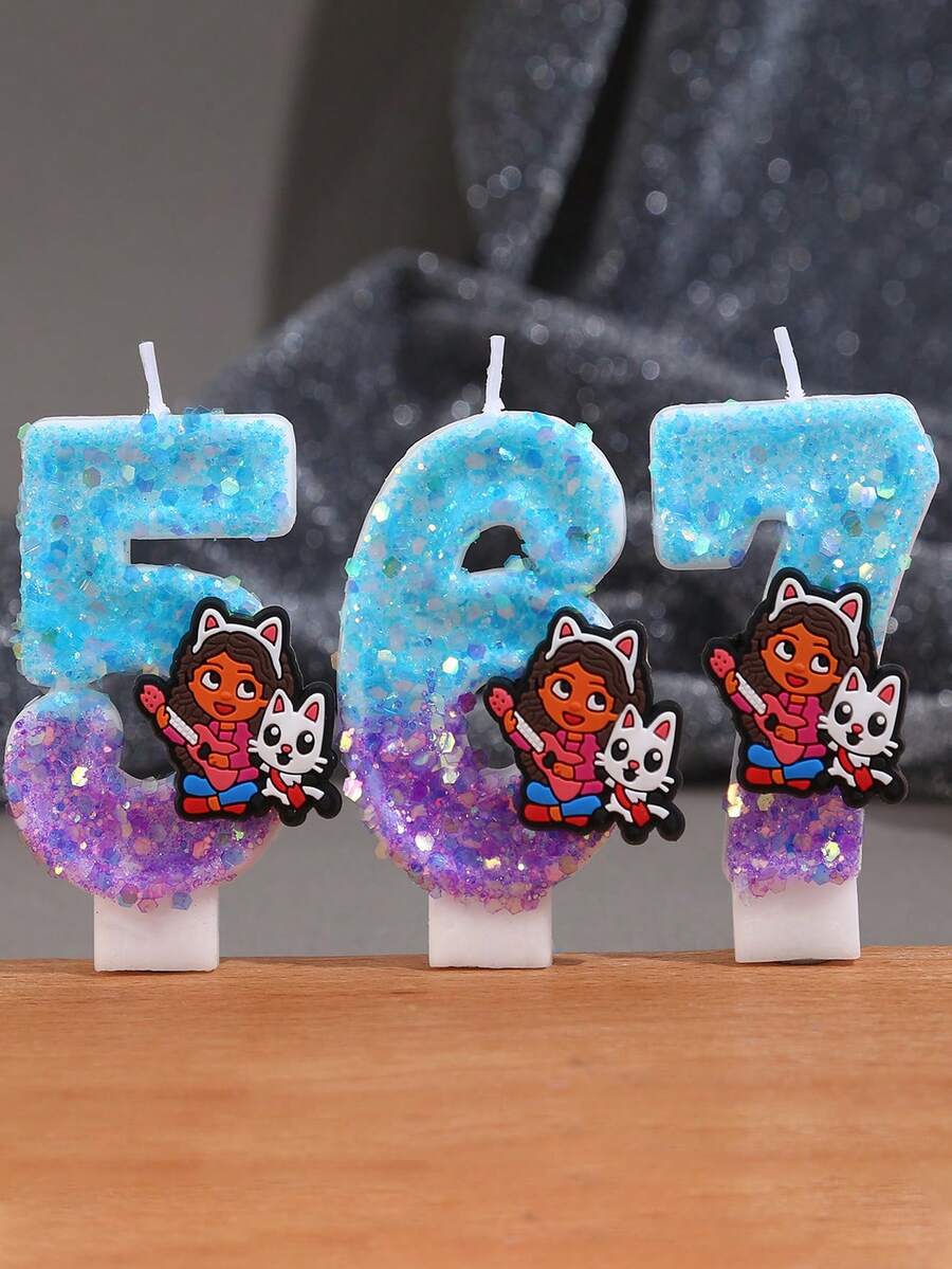 MASSDI Numeric Birthday Candles, Cake Party Decorations, Birthday Candles, Numeric Festival Cake Party Glitter Cake Decorations, Handmade Candles For 1st Anniversary Celebration - Multicolor - View 1